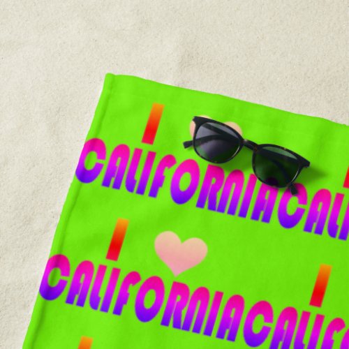 I love California multi_color Beach Towel