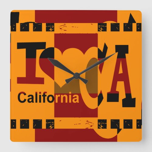 I love California _ Pop art 3 Square Wall Clock