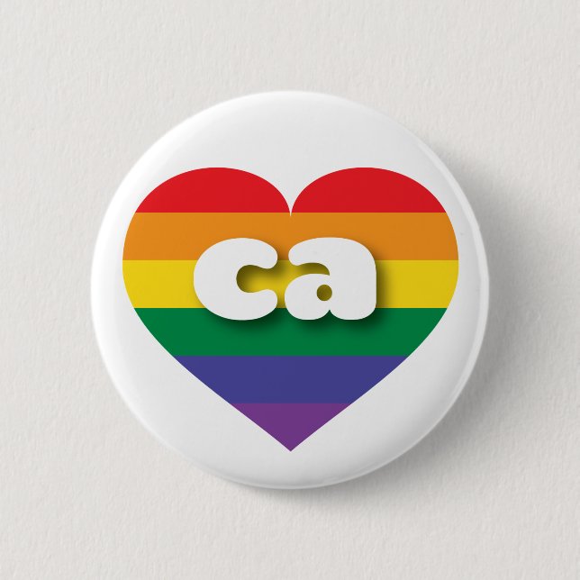 I Love California Rainbow Heart Pinback Button (Front)