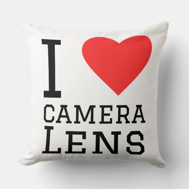 I love camera lens throw pillow (Front)