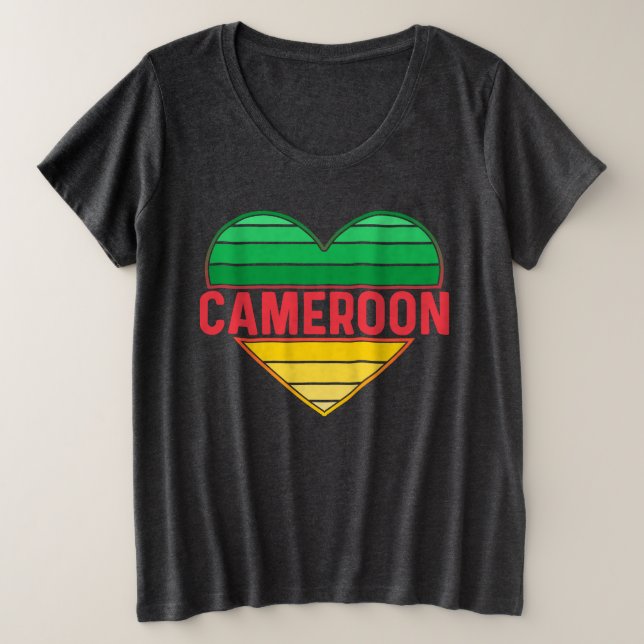 I Love Cameroon, Cameroonian Heart Plus Size T-Shirt (Design Front)