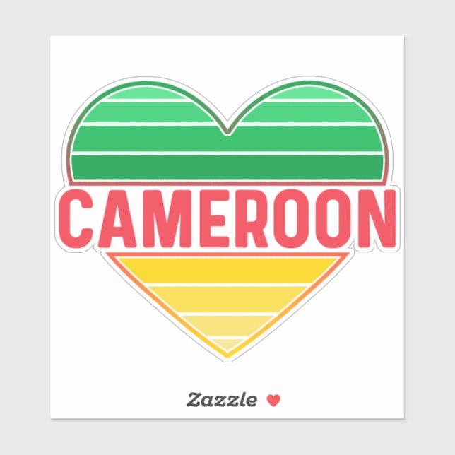 I Love Cameroon, Cameroonian Heart Sticker (Sheet)