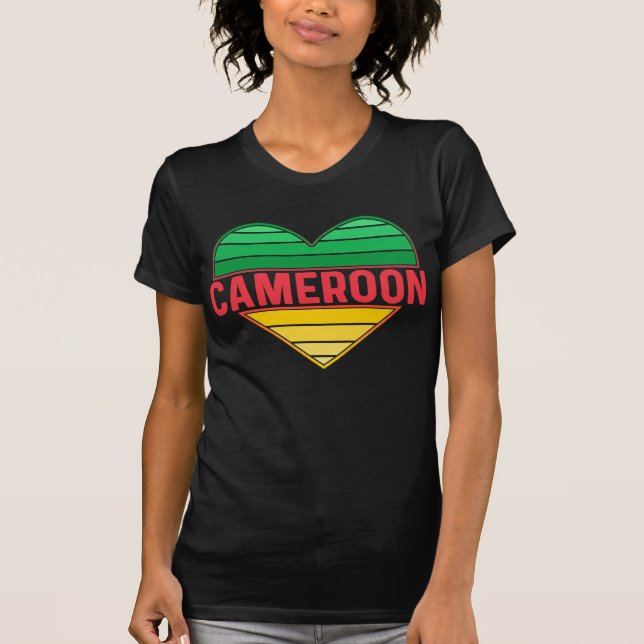 I Love Cameroon, Cameroonian Heart T-Shirt (Front)