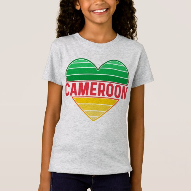 I Love Cameroon, Cameroonian Heart T-Shirt (Front)