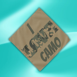 I Love Camouflage Green Brown Bandana