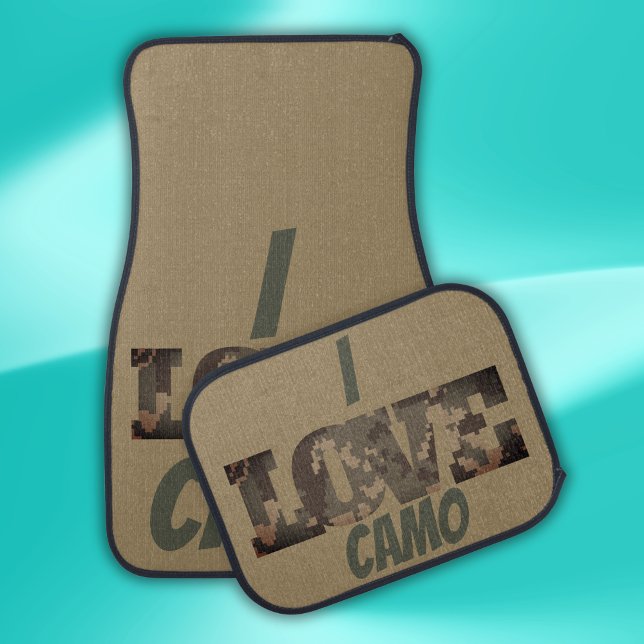 I Love Camouflage Green Brown | Car Floor Mat (Creator Uploaded)