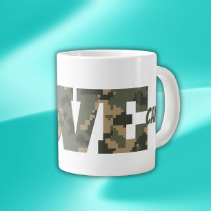 I Love Camouflage Green Brown Giant Coffee Mug