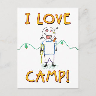I Love Camp - Funny Kids Summer Camp Drawing Postcard
