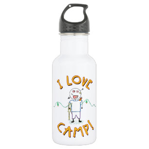 I Love Camp - Funny Kids Summer Camp Drawing Water Bottle