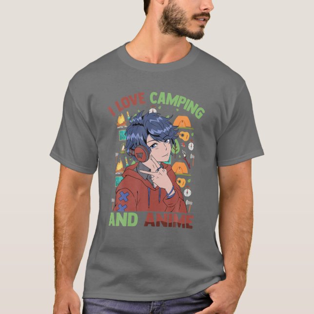 I Love Camping And Anime - Cute Kawaii - Manga Ota T-Shirt (Front)
