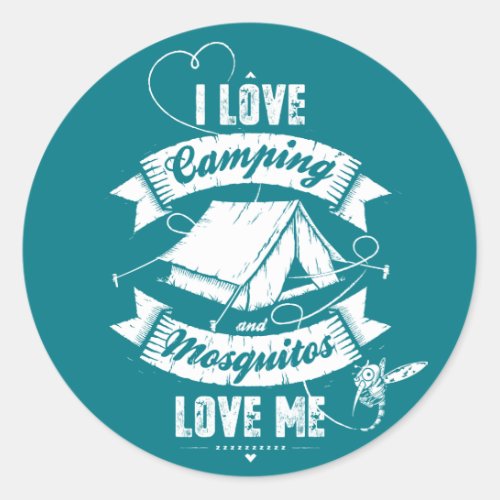 I love camping classic round sticker