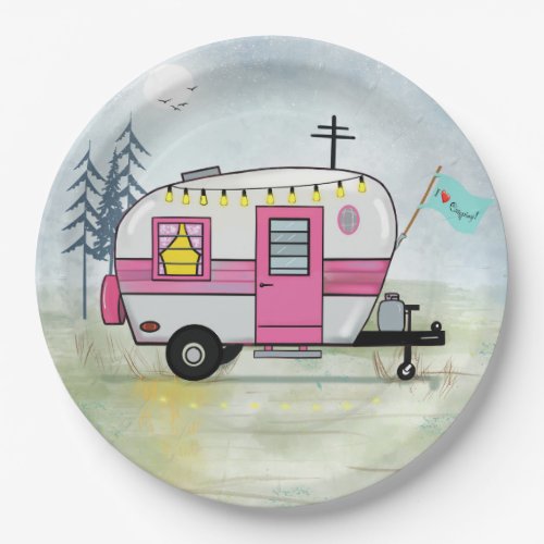 I Love Camping Paper Plate