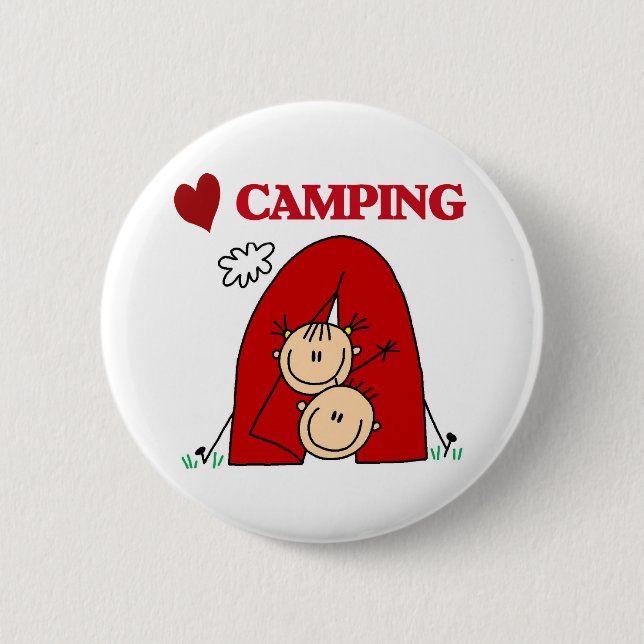 I Love Camping Pinback Button (Front)