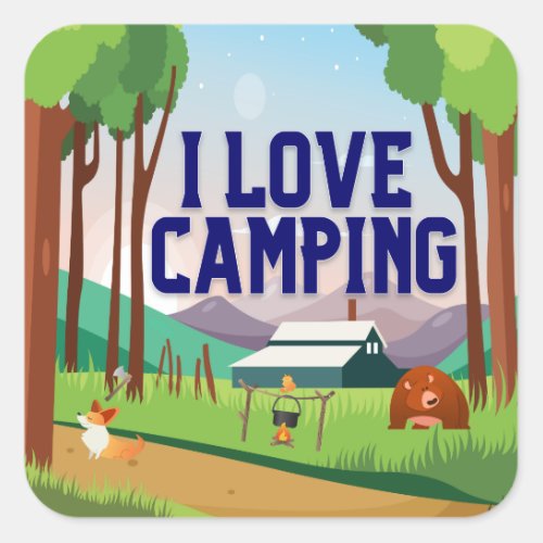 I Love Camping Stickers