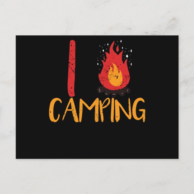 I Love Camping Trekking Campfire Burning Heat Postcard (Front)