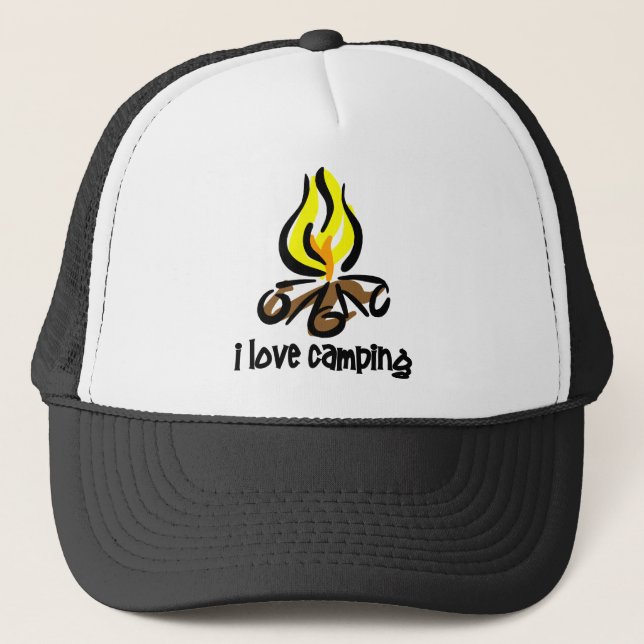 i love camping trucker hat (Front)