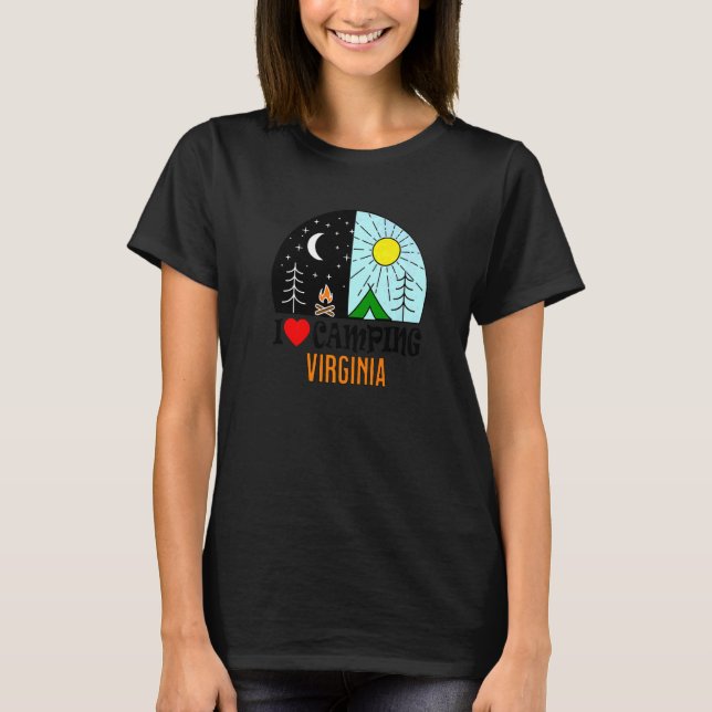I Love Camping Virginia America Outdoors Nature Hi T-Shirt (Front)