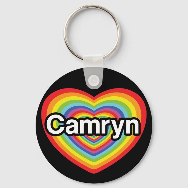 I love Camryn: rainbow heart Keychain (Front)