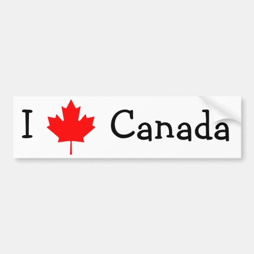 I Love Canada Bumper Sticker