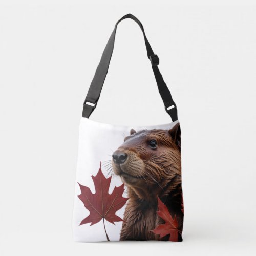 I Love Canada _ Canadian Beaver with Leaf Crossbody Bag