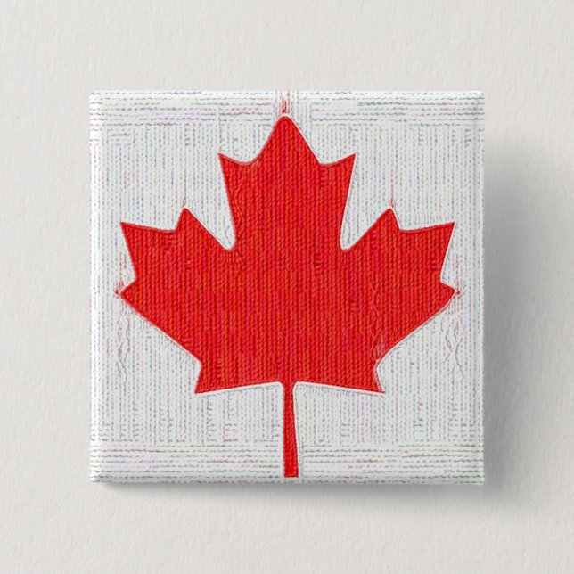 I love Canada! Canadian Flag Stitch Look Design Pinback Button (Front)