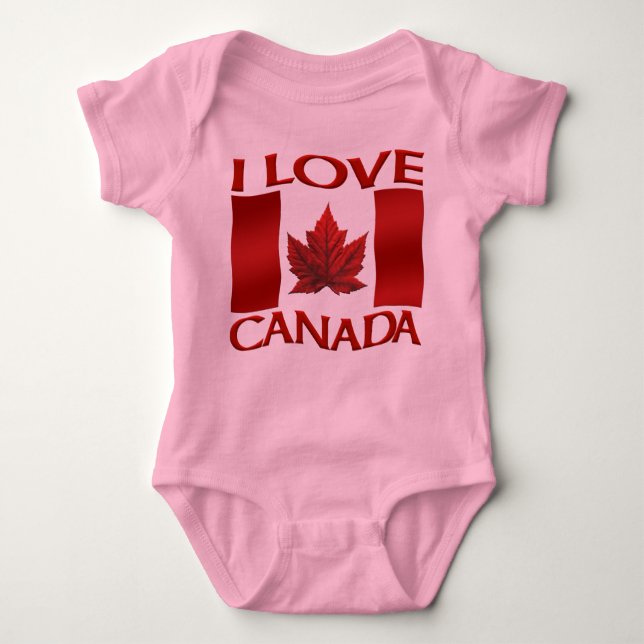 I Love Canada Creeper Baby Canada One-Piece Shirt (Front)