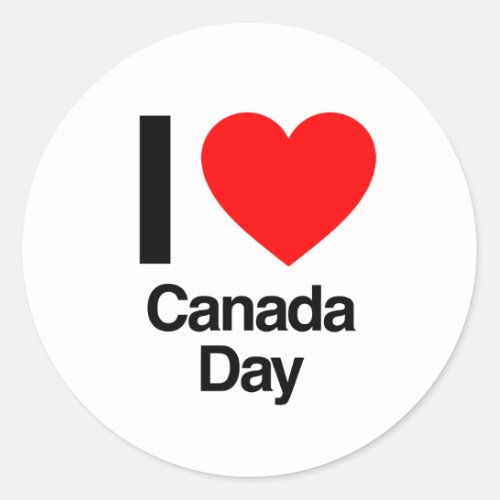 i love canada day classic round sticker