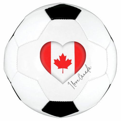 I Love Canada Flag Colors Heart Soccer Ball