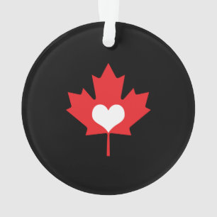 I Love Canada Heart and Maple Leaf Ornament