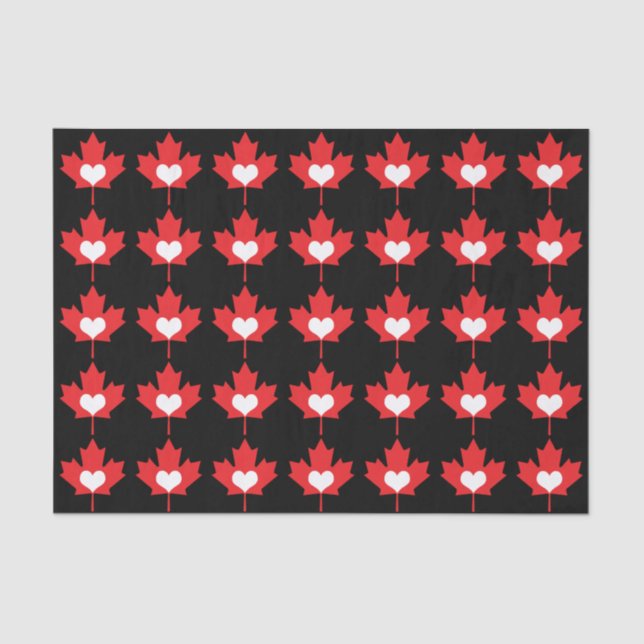 I Love Canada Heart and Maple Leaf Tissue Paper (Front)