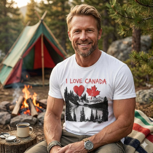 I love Canada. Heart. Canadian Maple leaf. T-Shirt