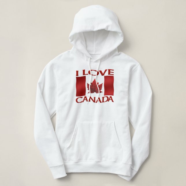 I Love Canada Hoodie Women's Canada Hoodie Jacket (Design Front)