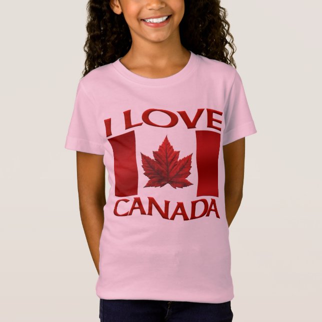 I Love Canada Kid's Souvenir Canada Day Shirt (Front)