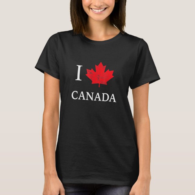 I Love Canada Maple Leaf Heart Canada Day Tee (Front)
