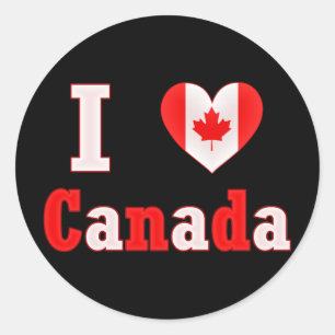 I Love Canada Maple Leaf Heart Classic Round Sticker
