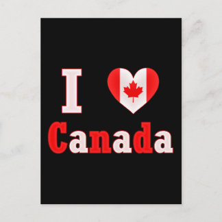 I Love Canada Maple Leaf Heart Postcard