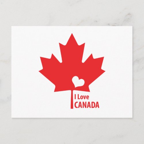 I love Canada Maple Leaf Postcard
