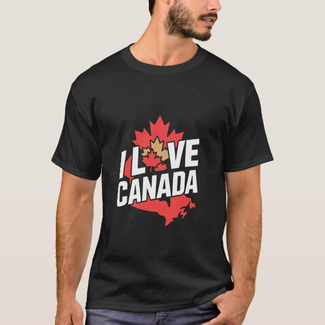 I Love Canada Maple Leaf Statement T-Shirt (Front)