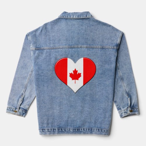 I love Canada National Flag Pride Heart  Denim Jacket
