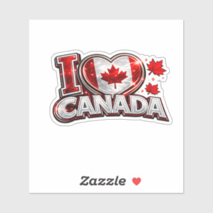 I Love Canada Patriotic Soccer Fan Canadian Sticker