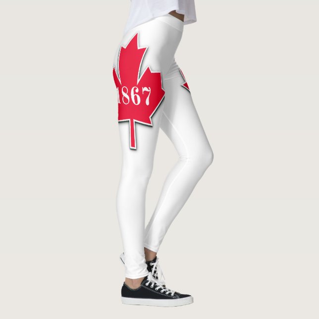 I LOVE Canada - Red Maple Leaf - Est 1867 Leggings (Right)