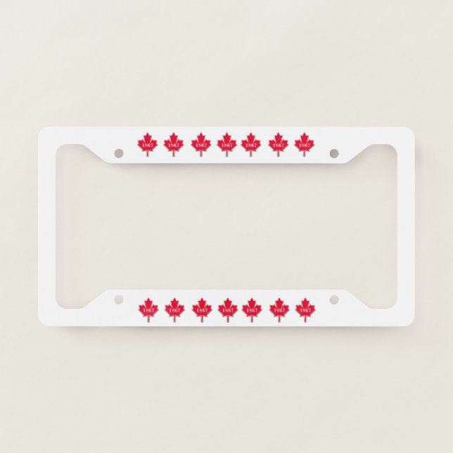 I LOVE Canada - Red Maple Leaf - Est 1867 License Plate Frame (Front)