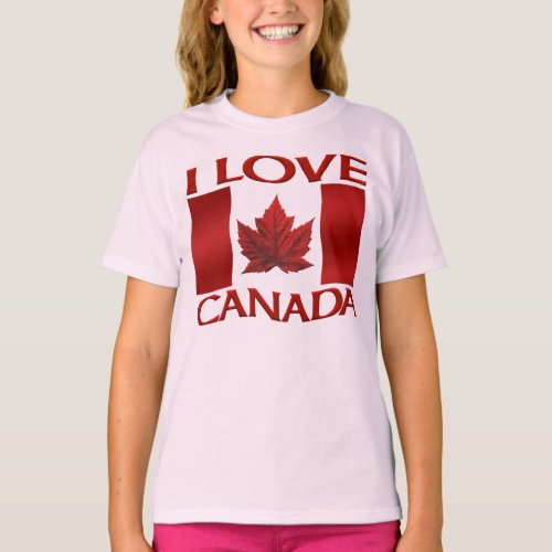 I Love Canada Sweatshirt Girls Canada Souvenir T_Shirt