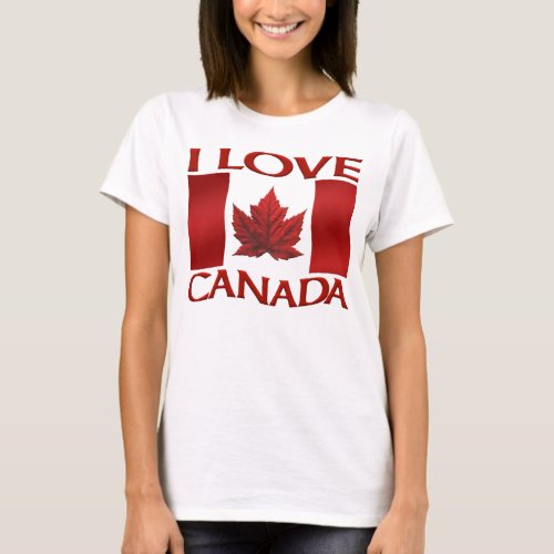 I Love Canada T_shirt Womens Canada Flag Shirt