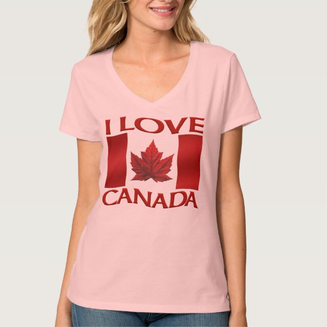 I Love Canada T-shirt Women's Canada Souvenir Tops (Front)