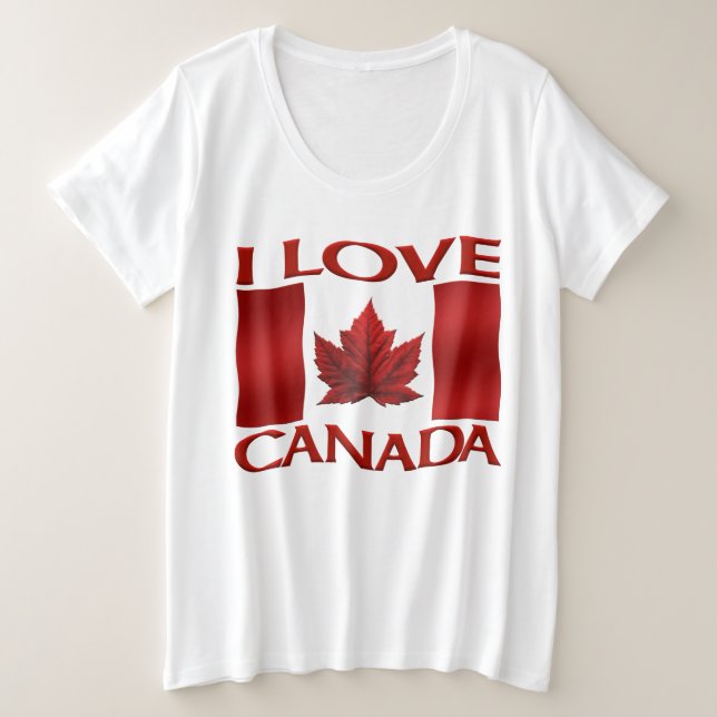 I Love Canada T-shirt Women's Plus Size Canada Tee (Design Front)