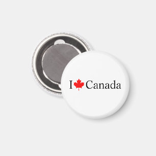 I Love Canada typography with red maple leaf Magnet