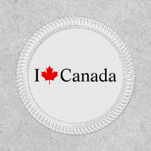 I Love Canada typography with red maple leaf Patch