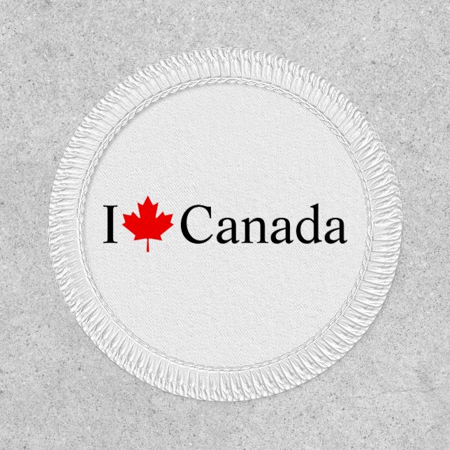 I Love Canada typography with red maple leaf Patch (Front)