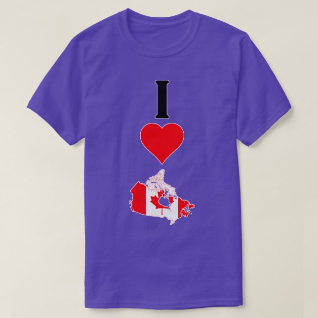 I Love Canada Vertical I Heart Country Flag Map T-Shirt (Design Front)